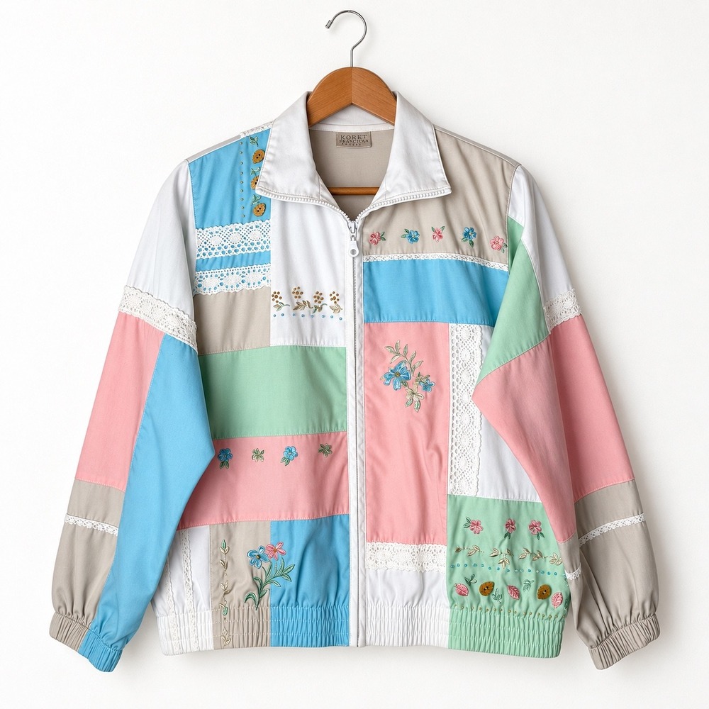 Koret Francisca Vintage Jacket Women Small Petite Patchwork Floral Embroidered